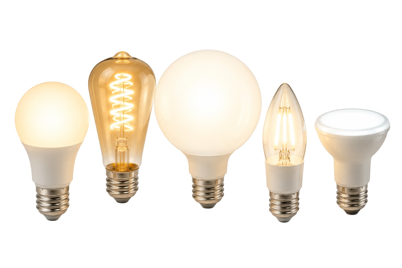 Kolekce LED žárovek E27 vhodných pro adaptér E14 E27